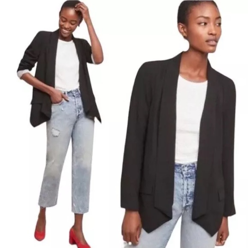 Anthropologie Cartonnier Cornerstone Draped Open Blazer